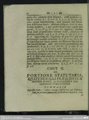 Caput II. De Portione Statutaria, Quatenus Illi Praeiudicium Inferri Possit, A Coniugibus Per Ultimam Voluntatem