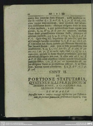 Caput II. De Portione Statutaria, Quatenus Illi Praeiudicium Inferri Possit, A Coniugibus Per Ultimam Voluntatem