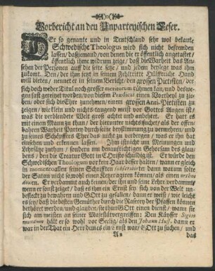 Vorbericht an den Unparteyischen Leser.