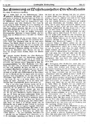 Zur Erinnerung an Wasserbauinspektor Otto Stockhausen