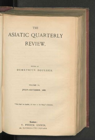 6.1888, July-October: Asiatic quarterly review
