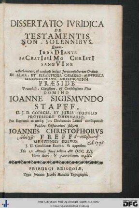 Dissertatio Iuridica De Testamentis Non-Solennibus