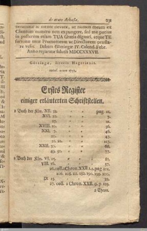 Erstes Register einiger erläuterten Schriftstellen.