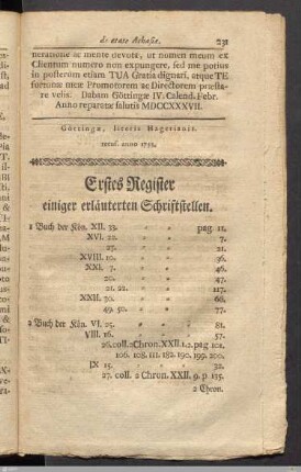 Erstes Register einiger erläuterten Schriftstellen.