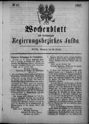 Nr. 87, Ausgabe vom 30. Oktober 1867