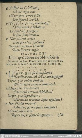 Psalmus XIII. Usq[ue]quò Domine obliviscéris