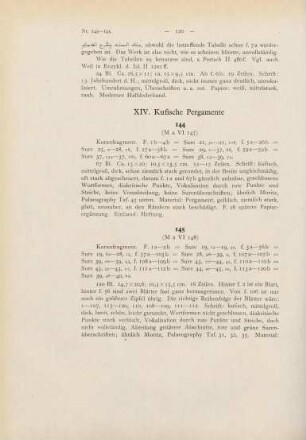 120-127, XIV. Kufische Pergamente (Nr. 144-168)