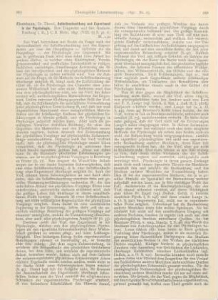 667-669 [Rezension] Elsenhans, Theodor, Selbstbeobachtung und Experiment in der Psychologie. Ihre Tragweite und ihre Grenzen