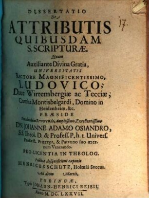 Diss. de attributis quibusdam S. Scripturae