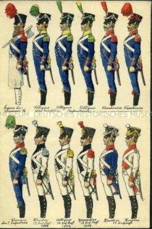 Uniformdarstellung, 10 Schemata von Uniformen sowie Epauletten von