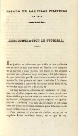 Estado de las islas Filipinas en 1842. Administracion de justicia