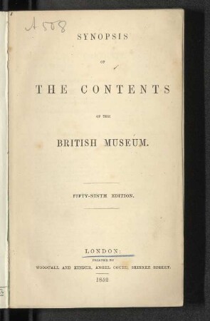 Synopsis of the contents of the British Museum