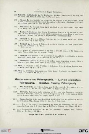 Miniaturmalerei und Palaeographie – L’art de la Miniature, Paléographie – Miniature Painting, Palaeography (Nr. 1311-1961)