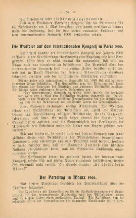 Die Maifeier auf dem internationalen Kongreß in Paris 1900.