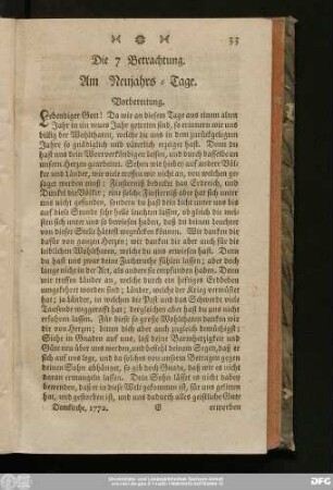 Die 7 Betrachtung. Am Neujahrs-Tage.