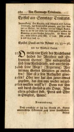Epistel am Sonntage Trinitatis