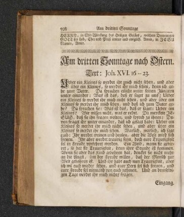 Am dritten Sonntage nach Ostern. Text: Joh. XVI. 16-23.