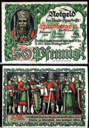 Hausberge 50 Pfennig, Notgeldserie