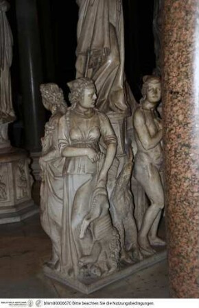Kanzel, Unterbau, Stütze mit allegorischen Figuren
