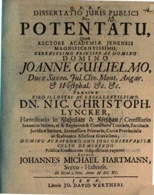 Diss. iur. publ. de potentatu