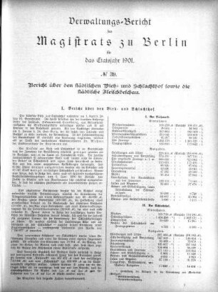 No. 39. Bericht über den städtischen Vieh- und Schlachthof sowie die städtische Fleischbeschau