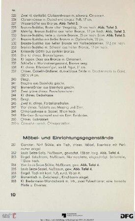 Möbel- und Einrichtungsgegenstände (Nr. 251-279 b)