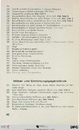 Möbel- und Einrichtungsgegenstände (Nr. 251-279 b)