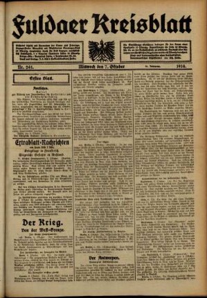 Ausgabe vom Mittwoch, den 07. Oktober 1914.