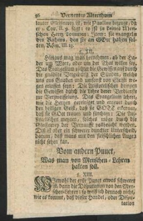 Vom andern Punct, Was man von Menschen-Lehren halten soll