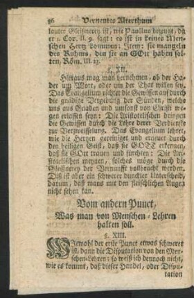 Vom andern Punct, Was man von Menschen-Lehren halten soll