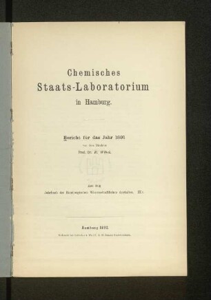 9.1891(1892): Bericht // Chemisches Staatslaboratorium