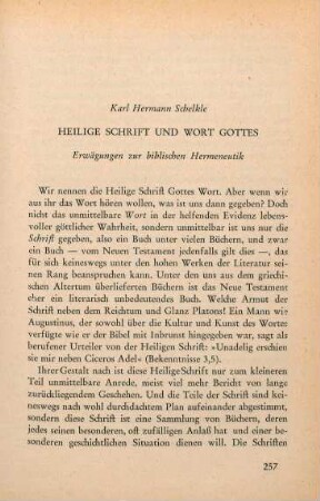 257-274 Heilige Schrift und Wort Gottes