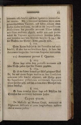 Caput 5tum. De Musculis ad Motum Carpi, metacarpi et Digitorum destinatis et juxta longitudinem antibrachii et manus positis.