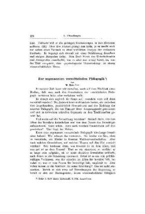 Zur sogenannten vermittelnden Pädagogik