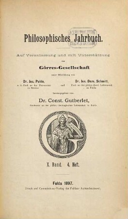 Philosophisches Jahrbuch. 10. 1897