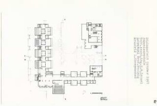 Ingenieurschule für Bauwesen, Stuttgart-Degerloch (Diplomarbeit bei Peter Poelzig): Grundriss 1. Obergeschoss 1:200
