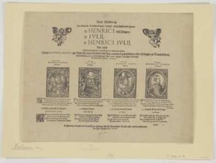 Vier Bildnisse der Herzöge Heinrich dem Jüngeren, Julius, Heinrich Julius und Friedrich Ulrich zu Braunschweig-Lüneburg