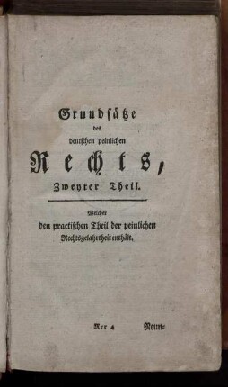 Grundsätze des deutschen peinlichen Rechts, Zweyter Theil.
