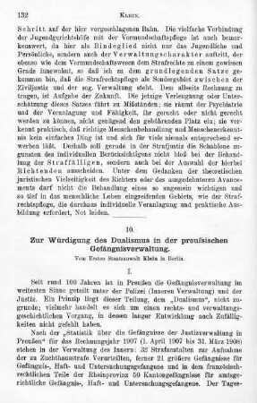 132-145, Zur Würdigung des Dualismus in der preuſsischen Gefängnisverwaltung