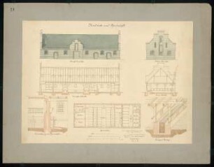 Stall: Ansichten, Schnitte, Grundriss, Details