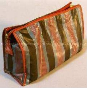 Kulturtasche, schwarz/grau/rot gestreift