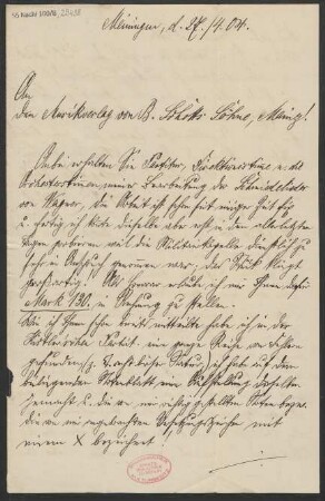 Brief an B. Schott's Söhne : 27.04.1904