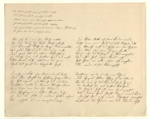 Albumblatt mit Rückert-Zitat und eigenändiger Unterschrift [auf demselben und einem weiteren Blatt ein eigenhändiges Gedichtmanuskript von Pauline Schücking]
