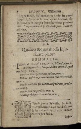 §. I. Qualites & quot modis Injuria accipiatur.