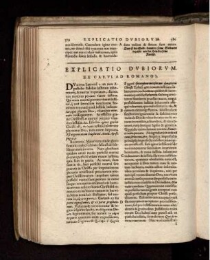 Explicatio Dubiorum. Ex Cap. VI. Ad Romanos