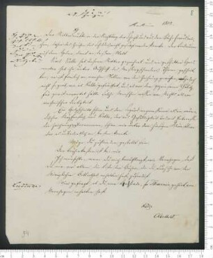 Brief von Adelbert von Chamisso an Friedrich de La Motte- Fouqué, geschrieben von Unbekannt
