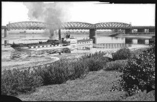 Niederwartha. Elbe,Brücke, Dampfer Saxonia