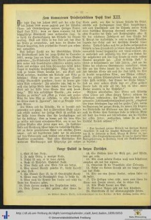 Zum diamantenen Priesterjubiläum Papst Leos XIII.