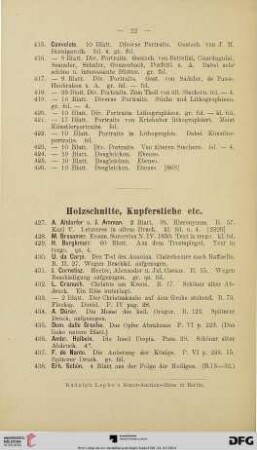 Holzschnitte, Kupferstiche etc. (Nr. 427 - 452)