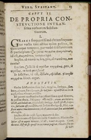 Caput II. De Propria Constructione Intransitiua verborum Substantiuorum.